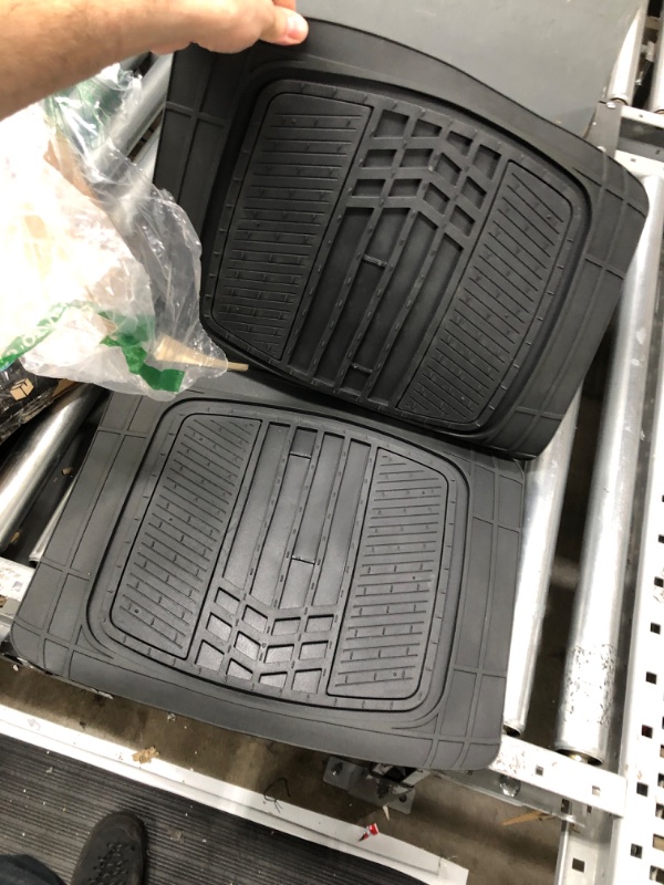 Photo 2 of **MISSING THE TWO BIGGER MATS**  Motor Trend DualFlex Two-Tone Sport Design All-Weather Rubber Floor Mats for Car, Truck, Van & SUV - Waterproof Front & Rear Liners with Drainage Channels Beige