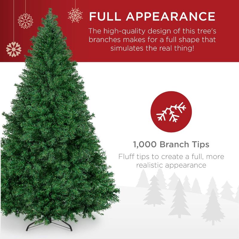 Photo 1 of 6ft Premium Hinged Artificial Holiday Christmas Pine Tree for Home, Office, Party Decoration w/ 1,000 Branch Tips, Easy Assembly, Metal Hinges & Foldable Base