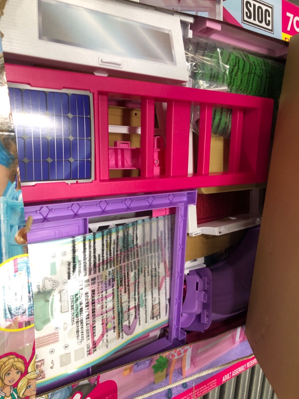 Photo 2 of Barbie DreamHouse Dollhouse with 70+ Accessories, Working Elevator & Slide, Transforming Furniture, Lights & Sounds Wheelchair Accessible Elevator