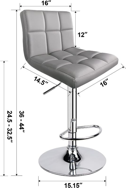 Photo 5 of (READ NOTES) Leopard Bar Stools, Modern PU Leather Adjustable Swivel Bar Stool with Back, Set of 2 (Light Grey)
