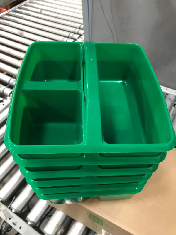 Photo 4 of Teacher Created Resources Green Portable Plastic Storage Caddy 6-Pack for Classrooms, Kids Room, and Office Organization, 3 Compartment