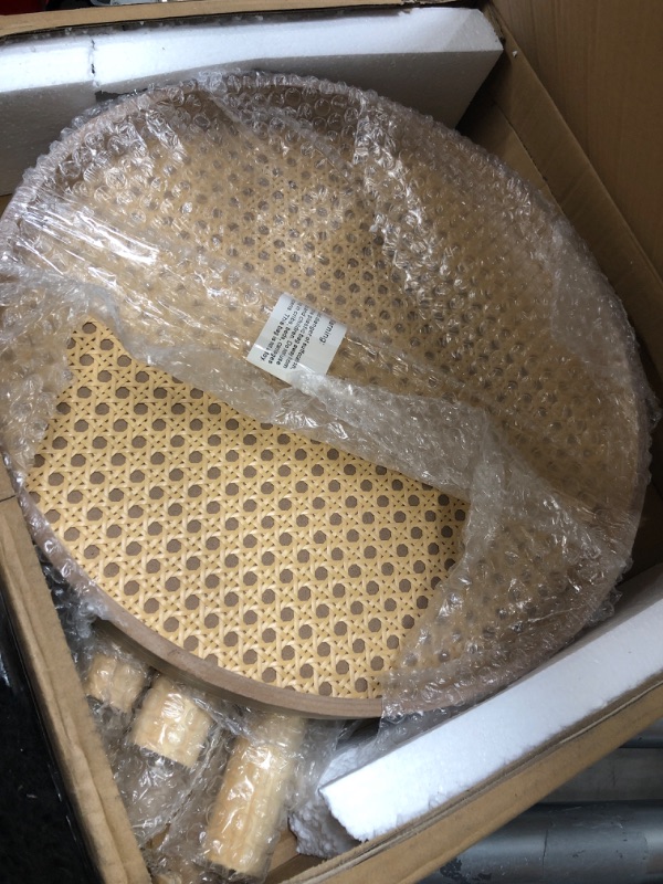 Photo 1 of Small Side Table, Rattan Nightstand, Round End Table, Boho Bedside Table, Accent Table, Mid-Century Modern Bed Side Table, End Tables for Living Room Bedroom Office Balcony(Natural Walnut)