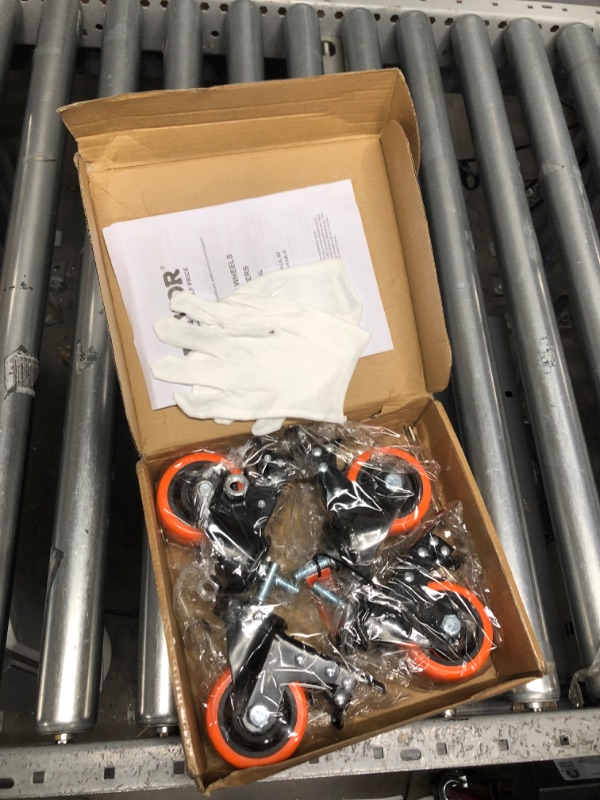 Photo 2 of VEVOR Caster Wheels, 3 inch, Set of 4, 600 lbs Capacity, Threaded Stem Casters with Security Dual Locking A/B Brake, Heavy Duty Industrial Casters, No Noise Swivel Caster Wheels for Cart, Furniture 3 inch Industrial CastersLPNPMCD1374749
