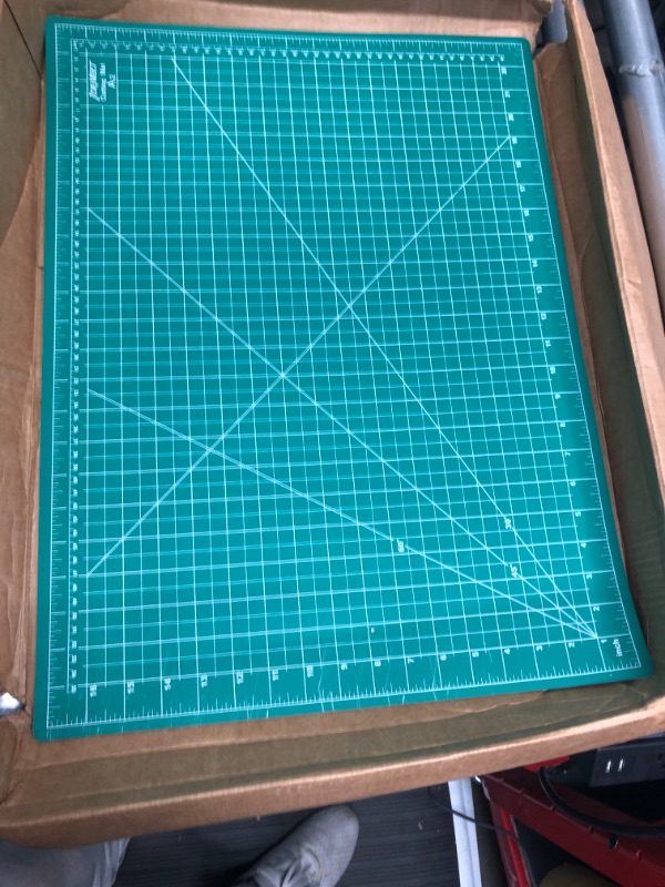 Photo 2 of 18" x 24" Thickened Self Healing Sewing Mat, Idemeet Rotary Cutting Mat for Craft, 5-Ply Blade Table Protecter Cut Board for Handcraft Project, A2, Green Green A2