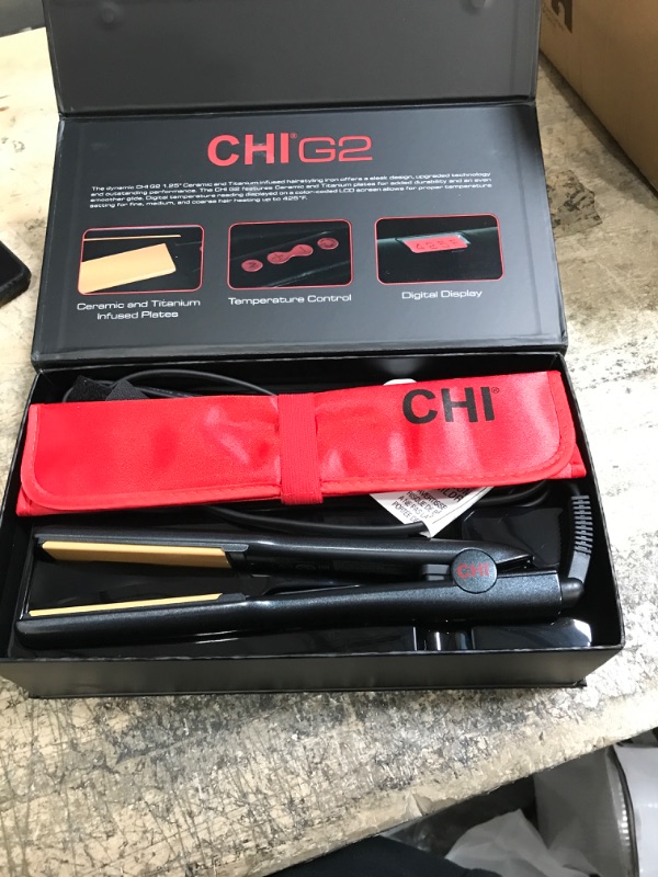 Photo 2 of CHI G2 Professional Hair Straightener Titanium Infused Ceramic Plates Flat Iron | 1 1/4" Ceramic Flat Iron Plates | Color Coded Temperature Ranges up 425°F | For all hair types | Includes Thermal Mat