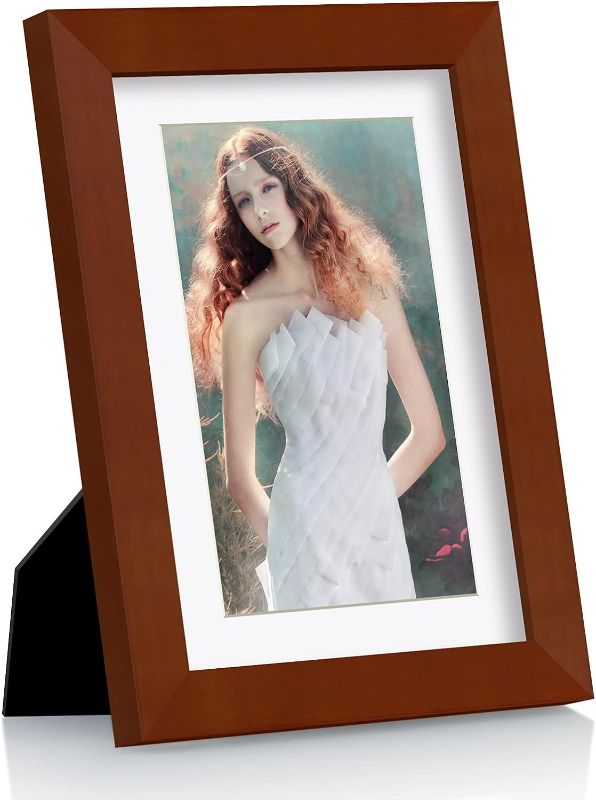 Photo 1 of 6  5x7 inch Picture Frames Made of Solid Wood  with Mat or 5x7 Without Mat 6 PK Brown
