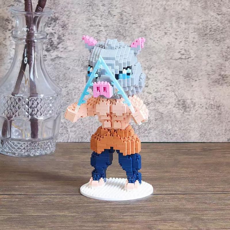 Photo 1 of Anime Cosplay Demon Slayer Brickheadz Hashibira Inosuke Figure Mini Building Blocks Toy Set for Kids (not Compatible with Lego Blocks)
