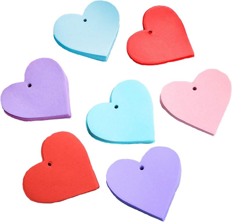 Photo 1 of Mefuny 400 Pieces Heart Shape Paper Cutouts 2.75 Inch Valentine Heart Confetti Thin Blank Paper Tags for Valentine's Day Party Wedding Decorations (Red, Pink, Purple, Light Blue)
