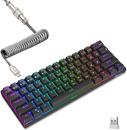 Photo 1 of RK ROYAL KLUDGE RK61 60% Mechanical Keyboard, Bluetooth/Wired, RGB Hot Swappable Brown Switch, Mini Gaming Keyboard with Software
