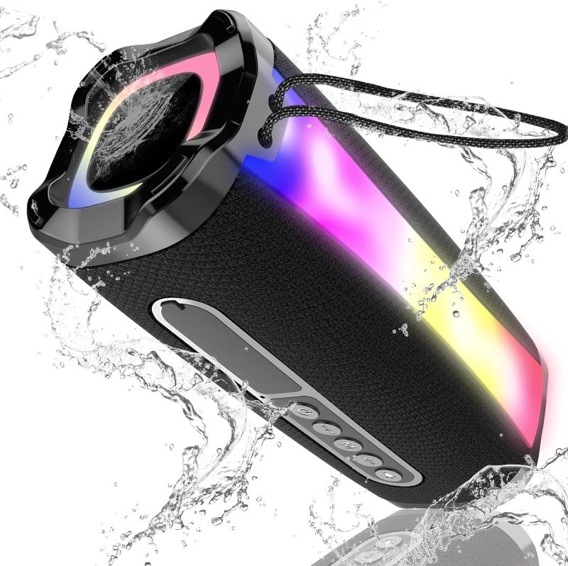 Photo 1 of neza Portable Bluetooth Speaker, 20W HD Loud Stereo Sound Wireless Speaker, 18H Playtime Bluetooth Speakers with RGB Flashing Lights, Bluetooth 5.1, IPX7 Waterproof Speakers for Travel/Home/Outdoors
