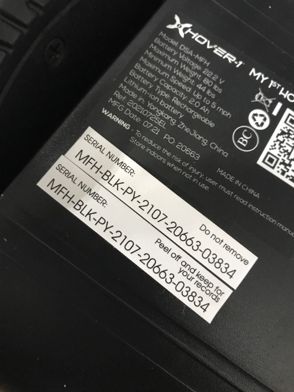 Photo 3 of * missing charger *
Hover-1 My First Hoverboard Electric Self-Balancing Hoverboard for Kids with 5 mph Max Speed,