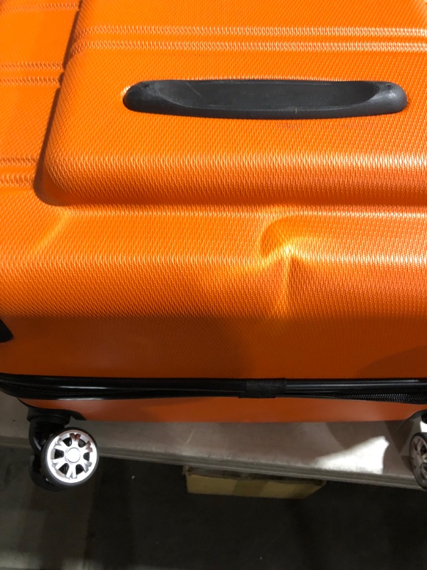 Photo 8 of ***MAJOR DAMAGE - SEE COMMENTS***
Rockland Melbourne Hardside Expandable Spinner Wheel Luggage, Orange, Checked-Large 28-Inch