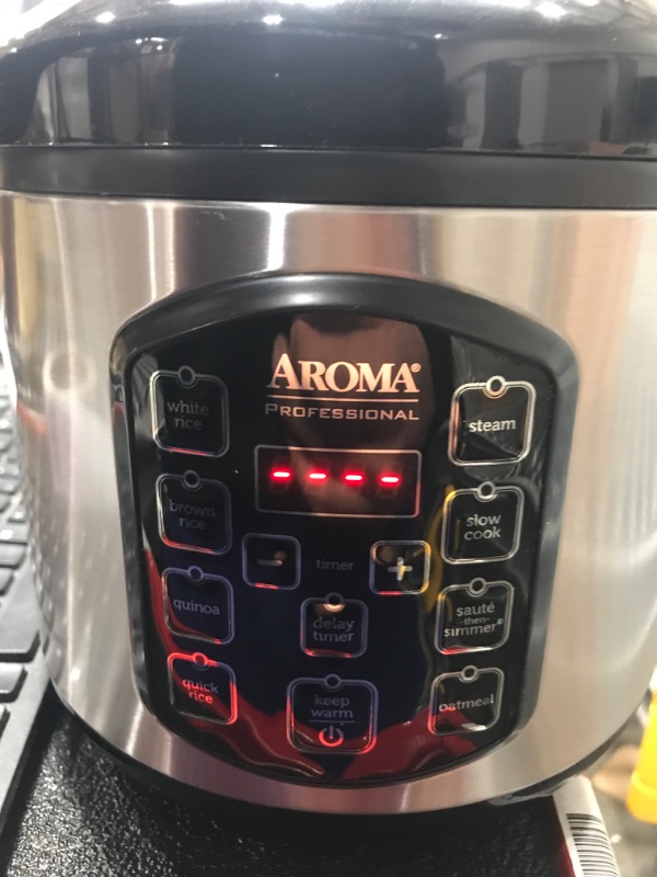 Photo 2 of Aroma® Professional 8-Cup (Cooked) / 2Qt. Rice & Grain Multicooker, Stainless Steel, New, ARC-954SBD
