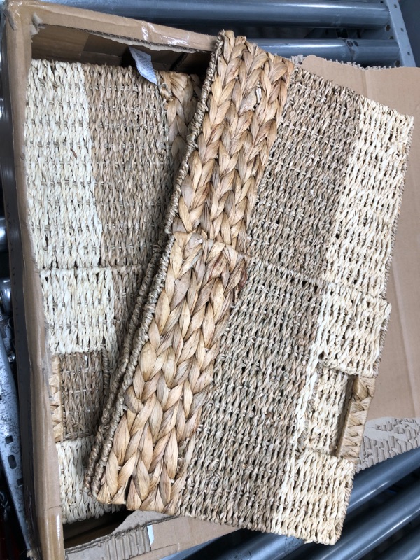 Photo 1 of CHI AN HOME Wicker Storage Cubes, Set of 4 Heavy Duty 12" x 12" Hyacinth Storage Baskets for Shelves, Natural Foldable Square Baskets for IKEA Kallax, 12x12 Storage Cube Bins, Wicker Storage Baskets, 4 Pack L (12 x 12 in)