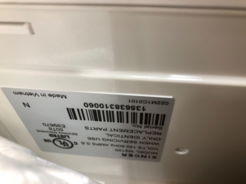 Photo 1 of SINGER | M2100 Sewing Machine With Accessory Kit & Foot Pedal - 63 Stitch Applications & Universal Hard Carrying Case, White, Fits Most Free-Arm Portable Sewing Machines M2100 Sewing Machine + Hard Carrying Case