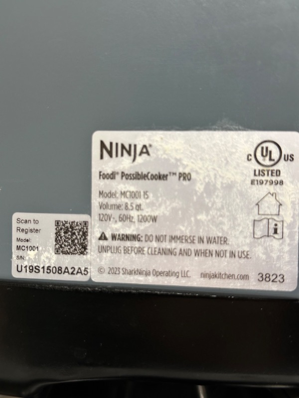Photo 2 of **SEE NOTES**Ninja MC1001 Foodi PossibleCooker PRO 8.5 Quart Multi-Cooker, with 8-in-1 Slow Cooker, Pressure Cooker, Dutch Oven & More, Glass Lid & Integrated Spoon, Nonstick, Oven Safe Pot to 500°F, Sea Salt Grey
