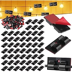 Photo 1 of 120 Pcs Christmas Outdoor Hooks Light Clips Cable Clips with Adhesive Acrylic Plastic Weatherproof Mini Hang Hooks for Christmas Halloween Holiday Hanging Decor(Black)

