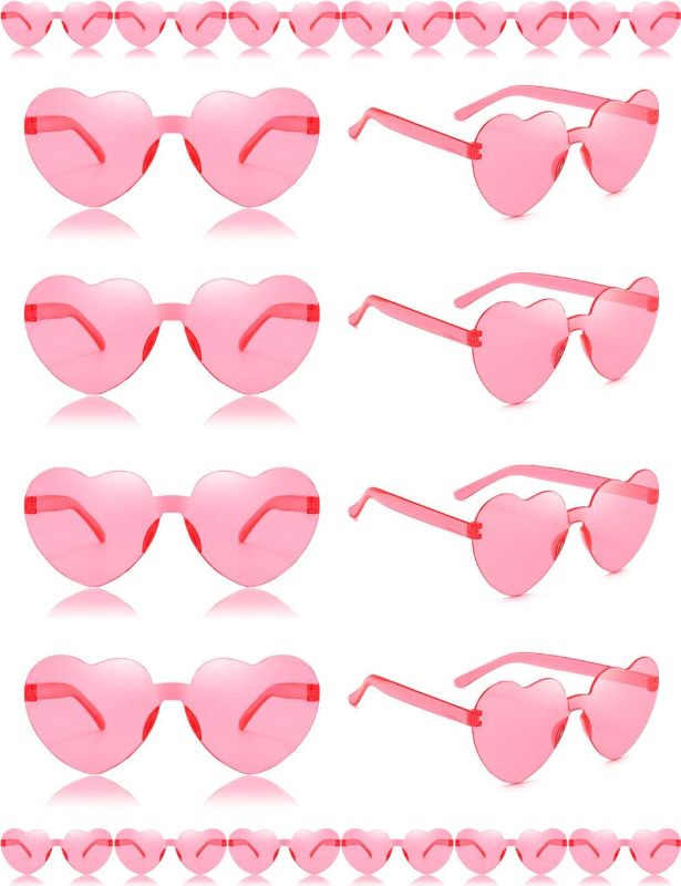 Photo 1 of 20 Pairs Valentine's Day Heart Sunglasses Rimless Heart Shaped Sunglasses Frameless Heart Glasses Bulk for Women
