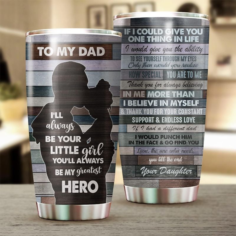 Photo 1 of **stock picture is an example the wording is different** SANDJEST Dad Tumbler Gifts for Dad from Daughters Sons - 20oz Stainless Steel Insulated Coffee Travel Mug Christmas, Birthday, Father's Day Gift
