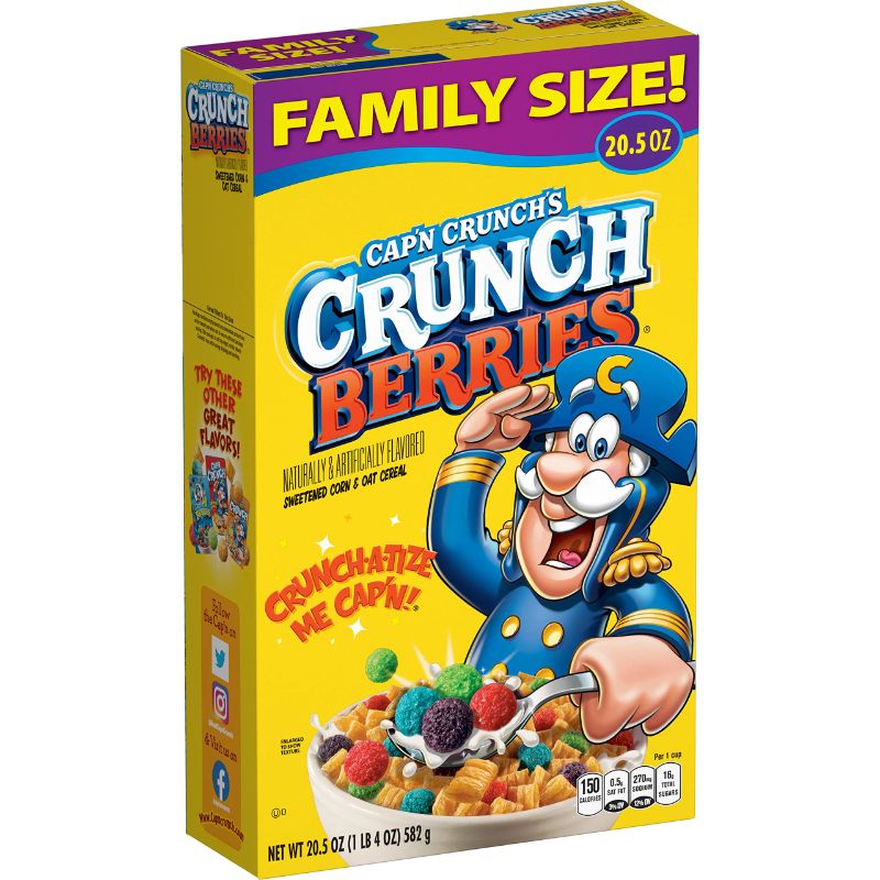 Photo 1 of 3 pack - Cap'n Crunch Cereal, Crunch Berries, 20.5oz Box Cap'n Crunch Crunch Berries