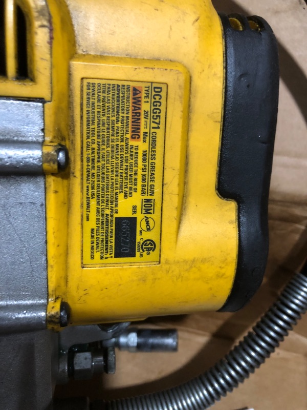 Photo 3 of ***HEAVILY USED - COVERED IN GREASE - UNABLE TO TEST***
DEWALT 20-Volt MAX Cordless 10,000 PSI Variable Speed Grease Gun (Tool-Only)