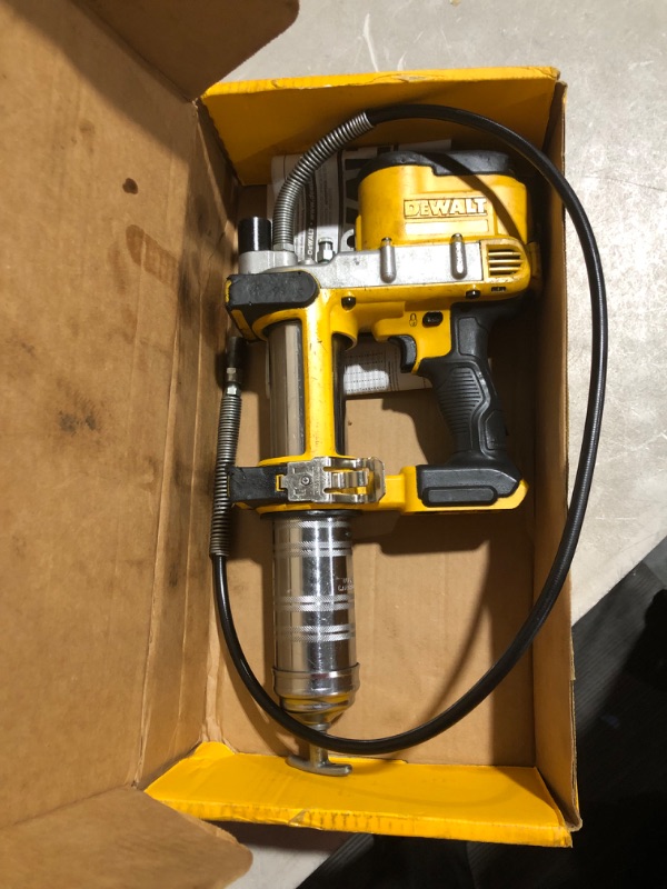 Photo 4 of ***HEAVILY USED - COVERED IN GREASE - UNABLE TO TEST***
DEWALT 20-Volt MAX Cordless 10,000 PSI Variable Speed Grease Gun (Tool-Only)