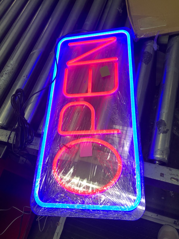 Photo 2 of Open Signs for Business Ultra Bright LED Neon Open Signs 22 Inch Plug In Electric Light Up Open Sign with ON/OFF Switch for Business Storefront Window Glass Door Shop Store Florists Bar Salon Cafes Restaurant Pubs Blue/Red 22 Inch