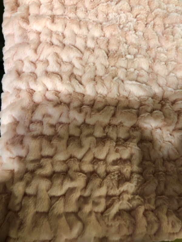Photo 1 of Madison Park Ruched Luxury Throw Premium Soft Cozy Brushed Long Faux Fur, 50"x60", BLUSH/PINK