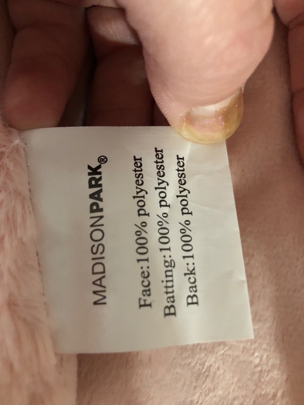 Photo 1 of Madison Park Ruched Luxury Throw Premium Soft Cozy Brushed Long Faux Fur, 50"x60", BLUSH/PINK