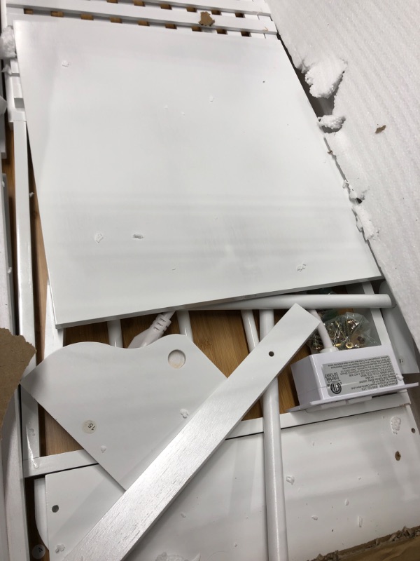 Photo 1 of HOOBRO Kitchen Island with Storage, Kitchen Island Table with Power Outlet, 4 Tier Coffee Station and Microwave Stand with Large Worktop, for Home and Dining Room, White and Natural WN68UZD01