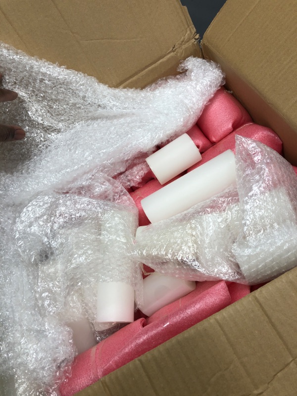 Photo 2 of ***Parts Only***Shihanee Set of 36 White Pillar Candles and Glass Cylinder Vases Clear Cylinder Candle Holders for Slim Pillar Candles Wedding Centerpieces