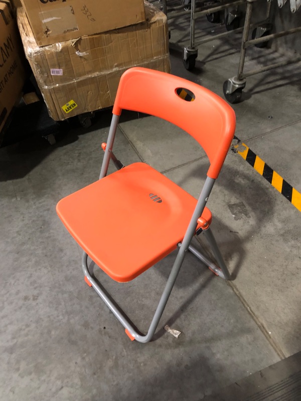 Photo 5 of ***MAJOR DAMAGE - ALL OF THE CHAIRS HAVE CRACKS IN THE PLASTIC***
8 Pack Folding Plastic Chairs Pack Steel Folding Dining Chairs Folding Chairs Bulk Orange