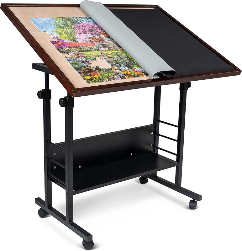 Photo 1 of [READ NOTES]
Becko US 1500-piece Jigsaw Puzzle Table with Legs, Adjustable Puzzle Board with Cover Mat for Adults, 5 Tilting Angle & Height Adjustment