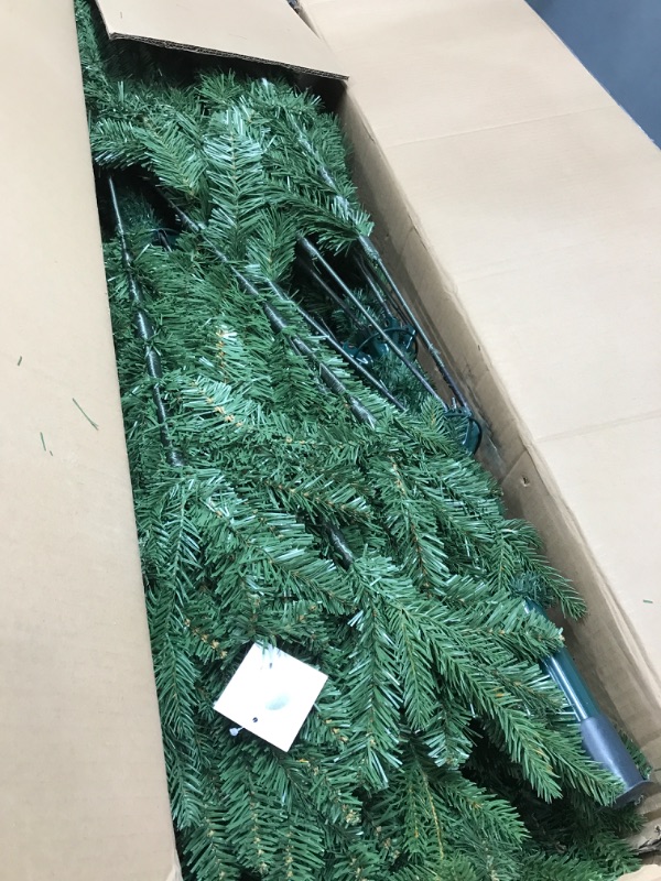 Photo 2 of 8 FT Artificial Christmas Tree with 2639 PE&PVC Mixed Branch Tips, Unlit Hinged Premium Spruce Fake Xmas Trees, Green, Foldable Base 8FT-2639Tips