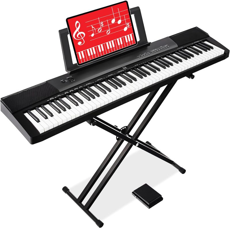 Photo 1 of (READ FULL POST) Best Choice Products 88-Key Full Size Digital Piano Electronic Keyboard Set for All Experience Levels w/Semi-Weighted Keys, Stand, Sustain Pedal, Built-In Speakers, 6 Voice Settings - Black
