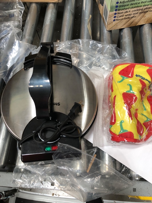 Photo 1 of 10inch Roti Maker by StarBlue with FREE Roti Warmer - The automatic Stainless Steel Non-Stick Electric machine to make Indian style Chapati, Tortilla, Roti AC 110V 50/60Hz 1200W