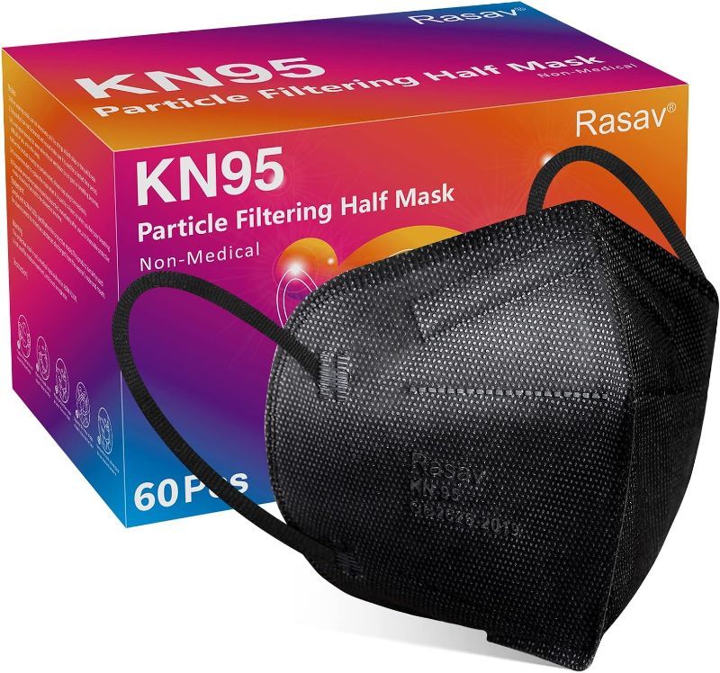 Photo 1 of Rasav KN95 Face Masks, 60 Pack Comfortable 5 Layer Cup Dust Safety Mask, Protection KN95 Masks with Elastic Ear Loops for Women, Men
