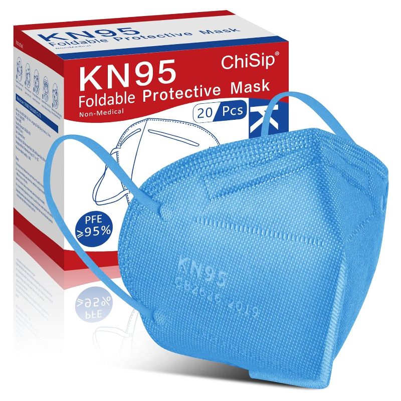 Photo 1 of ChiSip KN95 Face Mask 20Pcs, 5 Layer Design Cup Dust Safety Masks, Breathable Protection Masks Against PM2.5 Dust Bulk for Adult, Men, Women, Indoor, Outdoor Use,Blue
