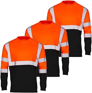 Photo 1 of SuNi Apparel High Visibility Shirts for Men - Long Sleeve Construction Hi Vis Reflective Safety Shirts for Men Yellow Orange M
