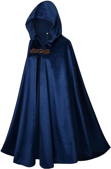 Photo 1 of LMYOVE Men Hooded Cloak, Adult Medieval Renaissance Costume with Hood, Velvet Cape Halloween Dress Up