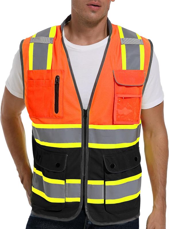 Photo 1 of ArcRidge Reflective Safety Vest for Men and Women - Class 2 High Visibility Construction Vest - Dual Tone Reflective Strips
