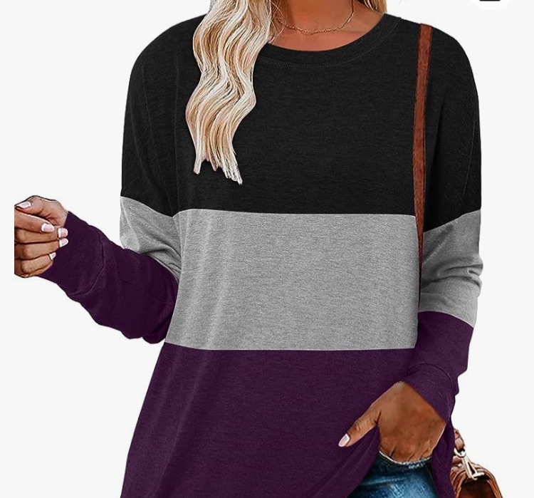 Photo 1 of Magritta Womens Tunic Tops Casual Long Sleeve Round Neck Stretchy Loose Fit Sweatshirt Pullover Shirts with Pockets