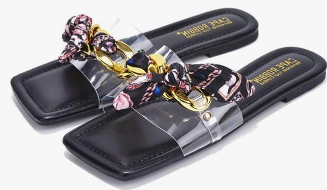 Photo 1 of Cape Robbin Rival Flat Sandals Slides for Women, Womens Transparent Mules Slip On Shoes Size 8