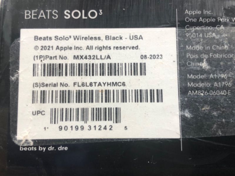 Photo 1 of **BRAND NEW , FACTORY SEALED*
Beats Solo3 Wireless On-Ear Headphones - Apple W1 Headphone Chip, Class 1 Bluetooth, 40 Hours of Listening Time, Built-in Microphone - Black (Latest Model)