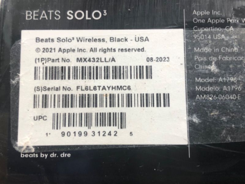 Photo 2 of **BRAND NEW , FACTORY SEALED*
Beats Solo3 Wireless On-Ear Headphones - Apple W1 Headphone Chip, Class 1 Bluetooth, 40 Hours of Listening Time, Built-in Microphone - Black (Latest Model)