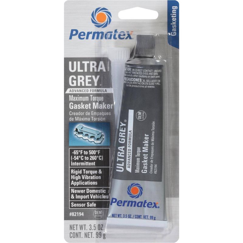 Photo 1 of 2 Permatex Oil Resistance High Torque Gasket Maker, Ultra Gray - 3.5 oz tube