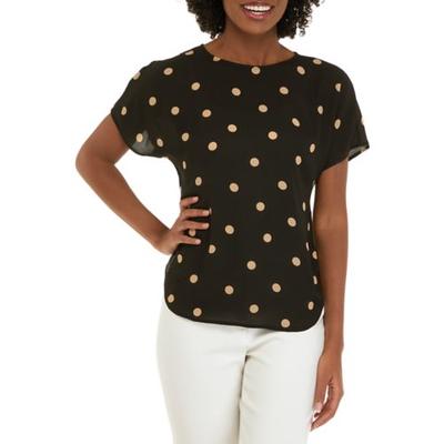 Photo 1 of Anne Klein Polka-Dot Boat-Neck Blouse - Anne Black/latte
