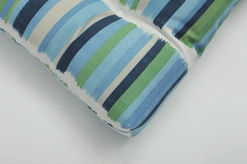 Photo 1 of 
Pillow Perfect Stripe Indoor/Outdoor Chair Seat Cushion, Tufted, Weather, and Fade Resistant, Blue/Green Solar, 2 Count