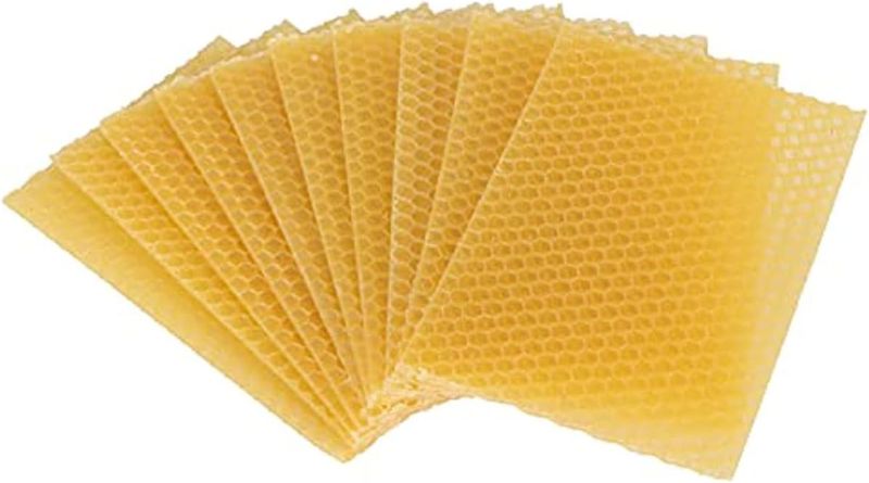 Photo 1 of 10Pcs Natural Beeswax Sheets Beeswax Honeycomb Sheets Wax Foundation Bee Hives Kit Beeswax Sheets for Candles Making Furniture Floor Polishing