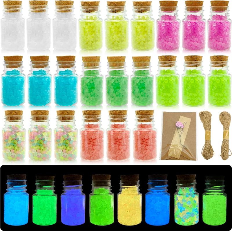 Photo 1 of 24pcs Glow in The Dark Arts and Crafts for Kids Glowing Rocks Bottles Kids DIY Craft Kits Gifts for Birthday/Christmas/Party Favors/DIY Resin Project
